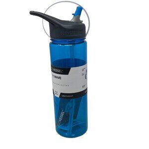 Ecovessel 24oz Water Bottle The Wave BPA Plastic Sports With Flip Straw Blue NEW